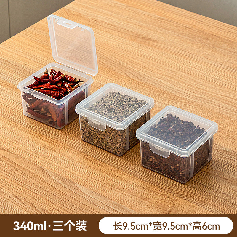 Separate spice storage box Household cabinet storage Divided seasoning box Plastic kitchen seasoning storage box with lid