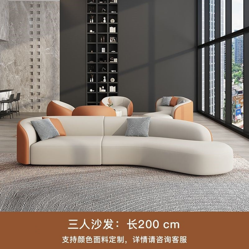 Minimalist hotel lobby, grand hall, vip lounge, reception area, sales & negotiation lounge, living room curved leather sofa