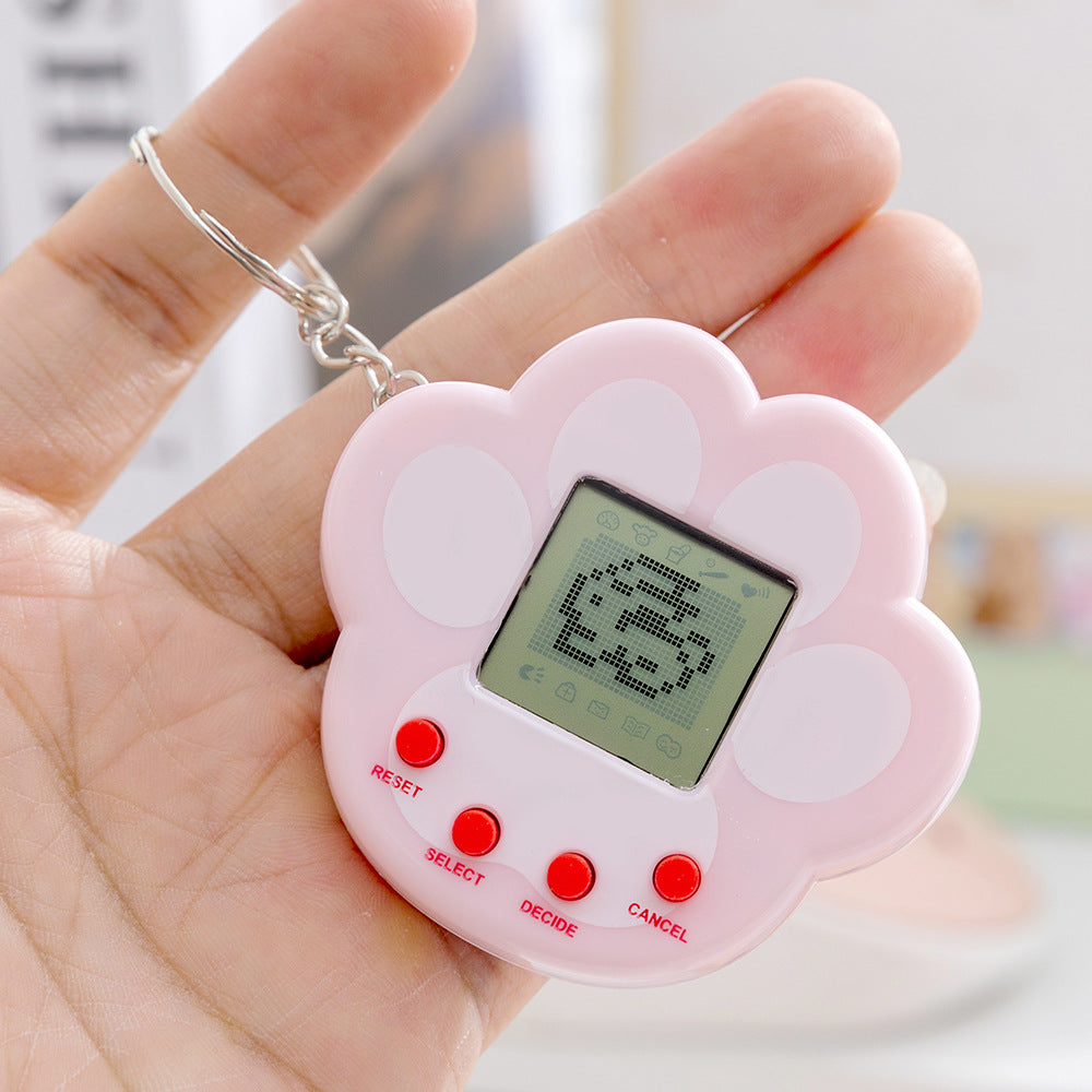 cartoon cat paw game console toy - cute & creative mini electronic pet machine keychain charm for kids