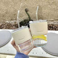 Ins style transparent aurora borealis straw glass bamboo cup good-looking coffee cup portable water cup cup ins style