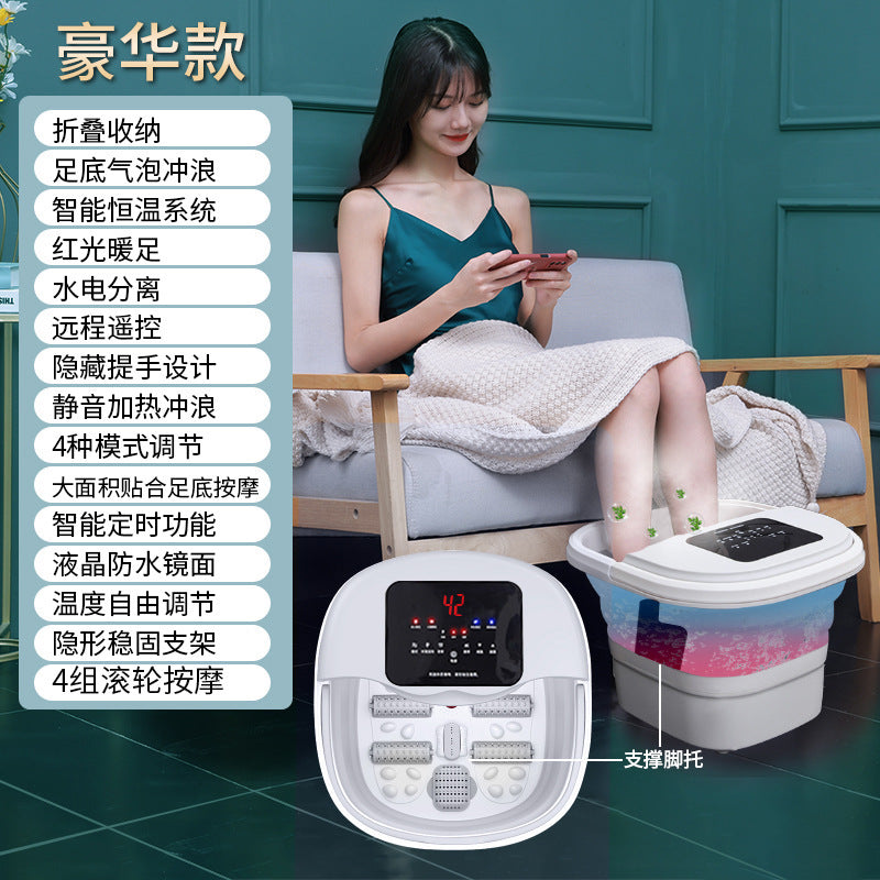 Foldable electric foot bath basin - home use, constant temperature, massage foot tub, portable foot soak bucket with electric heating
