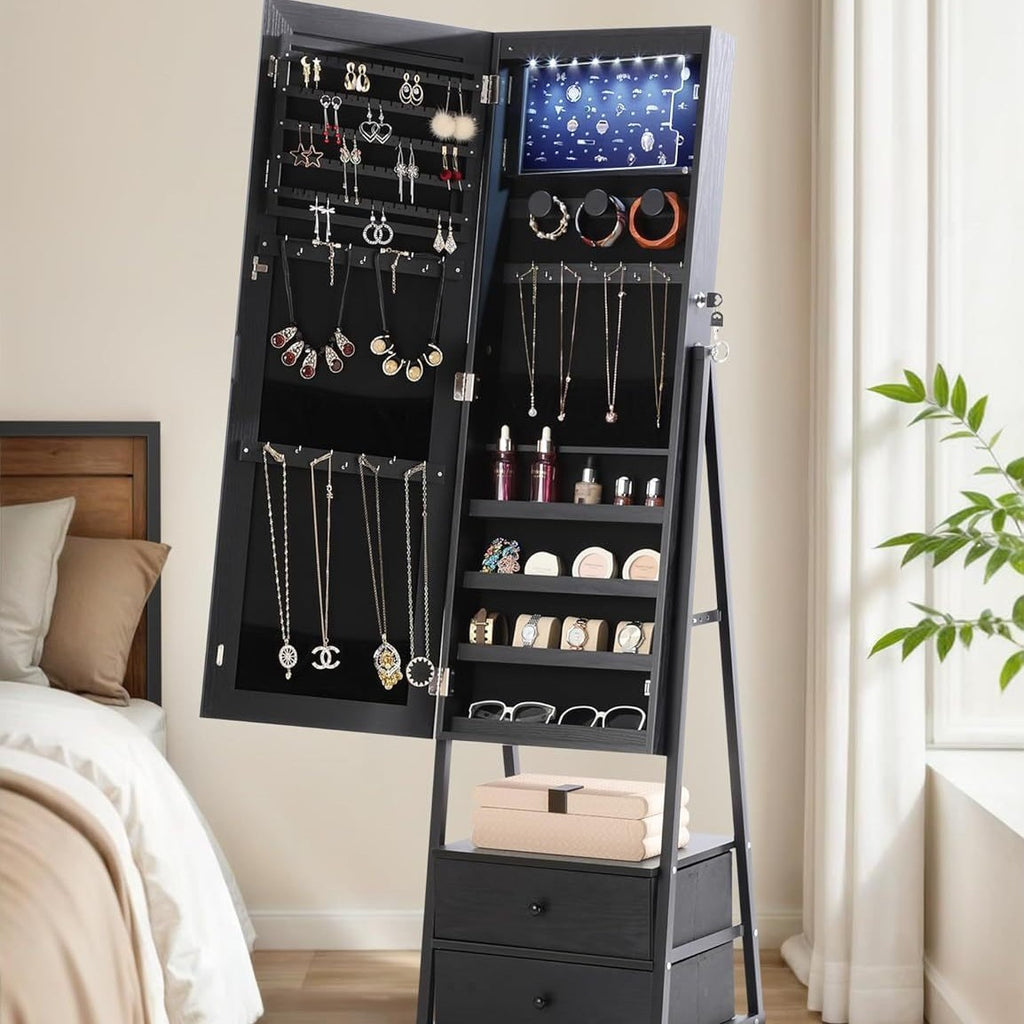 European-style jewelry storage cabinet apartment B & B full body floor mirror household makeup full-length mirror smart light box