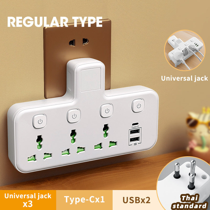 Uk plug adapter hong kong version pd fast charging power strip european standard socket switch wireless night light usb us standard