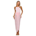 European and american women's clothing  summer new fashion solid color casual sleeveless backless spaghetti strap patchwork slim-fit dress