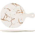 Scandinavianins marble gold pattern ceramic high-looking tray western food steak plate classy handle plate