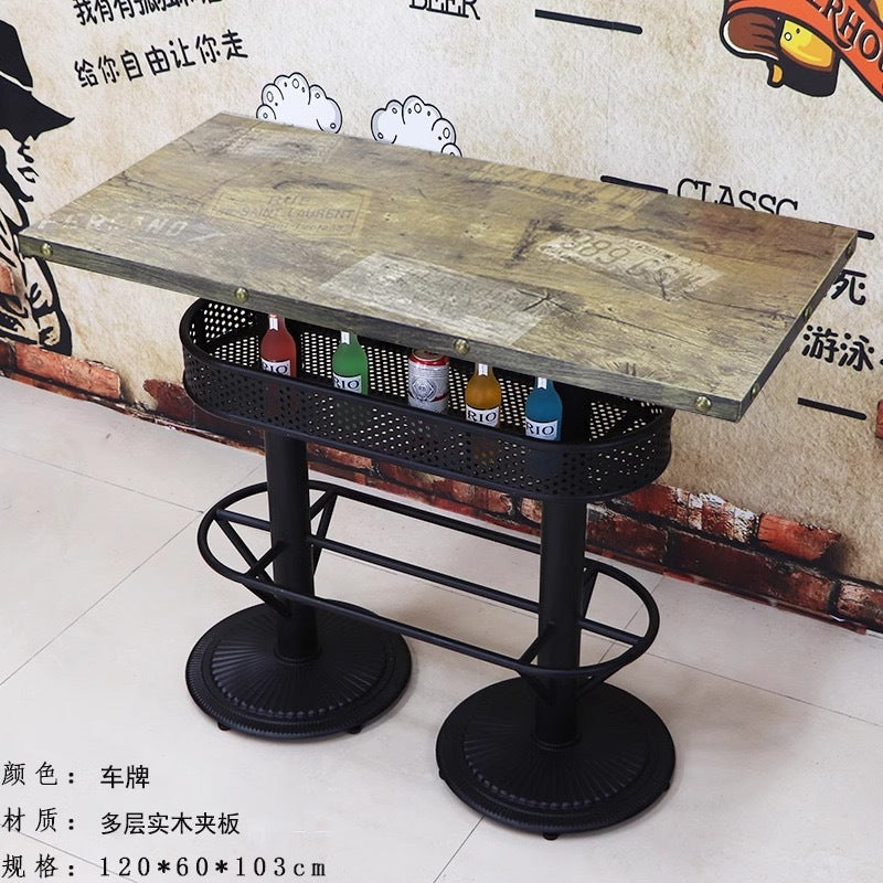 Bar clear bar ktv cafe high table and chair combination retro bar stool industrial style bistro loose table