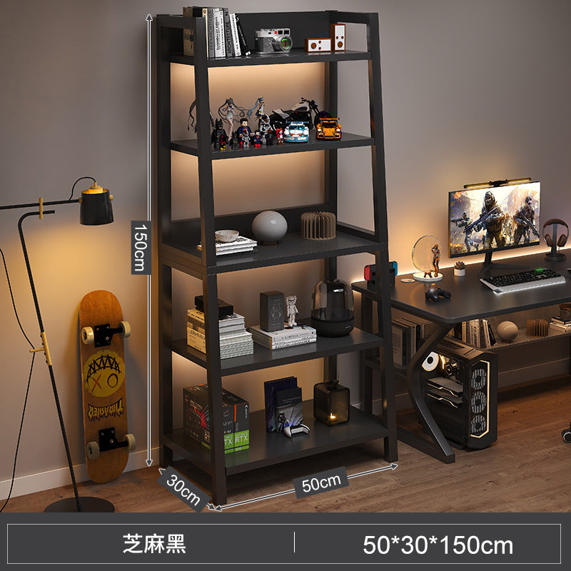 Shelf Floor-to-ceiling storage shelf Multi-layer bookshelf E-sports room Computer table Locker Wrought iron trapezoidal display shelf