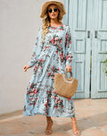 Shopee tk floral dress women's french round neck waist long light mature classysense slimming look cross-border early spring style