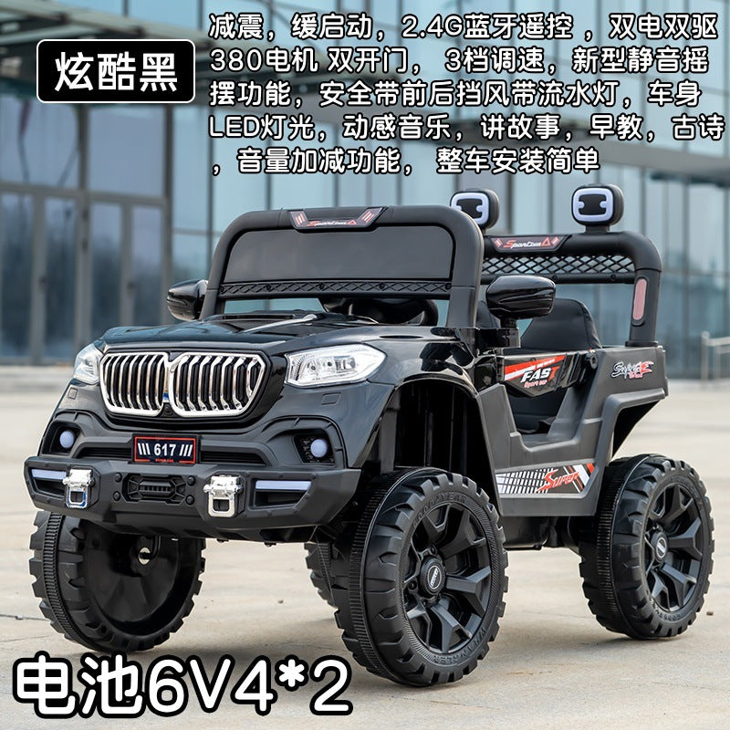 Manufacturer wholesale four-wheel drive toy car can sit double seat remote control off-road stroller, children's electric vehicle four-wheeled car