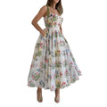 new european and american cross-border women's fashion: cinched waist, sexy criss-cross strappy backless slip dress with embroidered detailing - spring maxi dress
