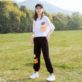 Girls' summer outfit : kids' activewear for 14-year-old girls (mid-to-large size), fashionable 0.75kg-piece set with short sleeves