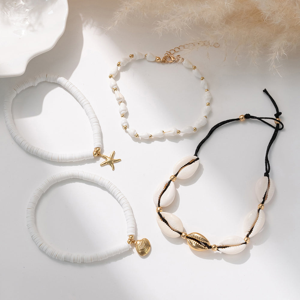 Bohemian anklet wholesale - european & american cross-border seaside holiday shell jewelry - summer fashion starfish braided anklets