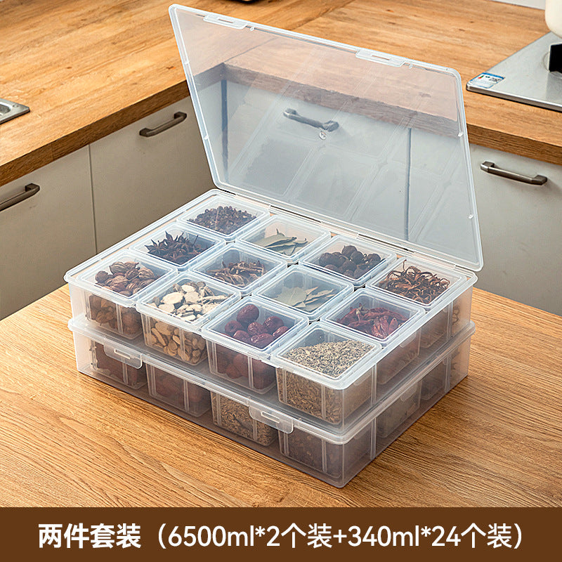Separate spice storage box Household cabinet storage Divided seasoning box Plastic kitchen seasoning storage box with lid