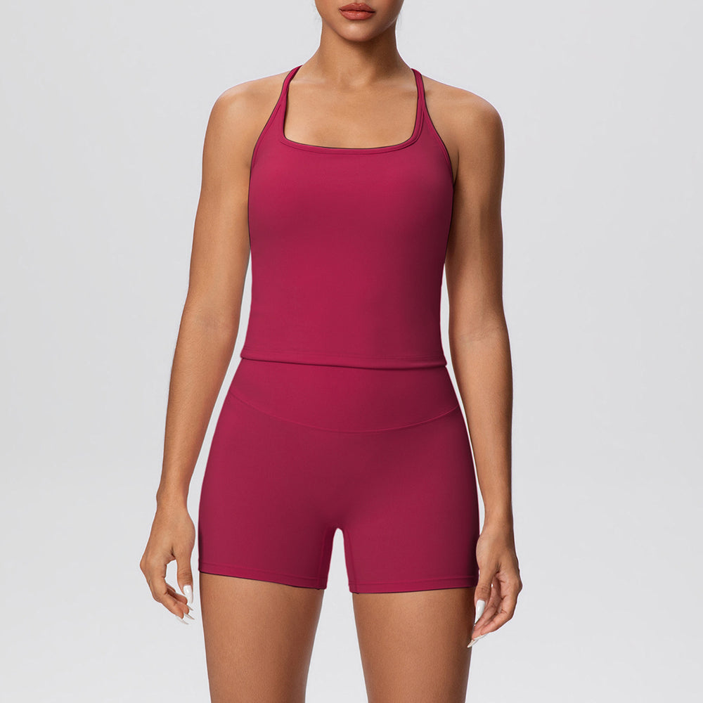 New cloud-feel quick-dry high-waisted butt-lifting shorts activewear set - perfect for yoga, outdoor training, running, and fitness