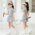Girls' skirt-pants set, new  summer collection: stylish short-sleeve two-piece outfit for mid-to-large children, combining sporty and trendy fashion