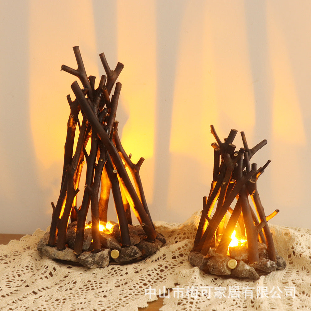 USB charging branch campfire night light with white noise LED warm ambient light bedroom ornament gift for friends