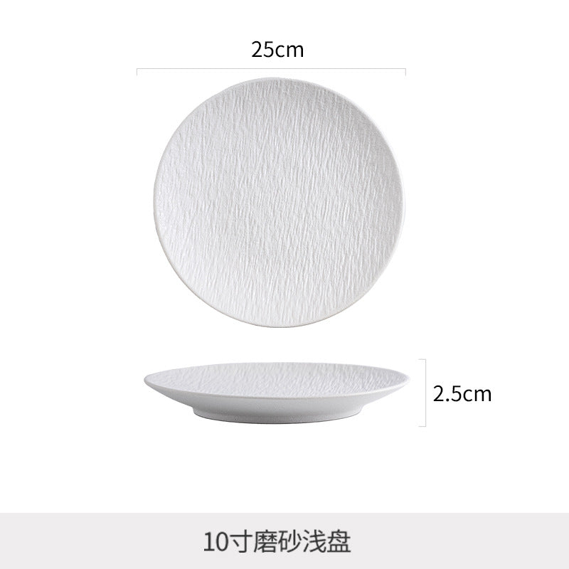 Nordic texture new hotel round plate retroclassy ceramic steak plate pasta plate for home vegetable plate
