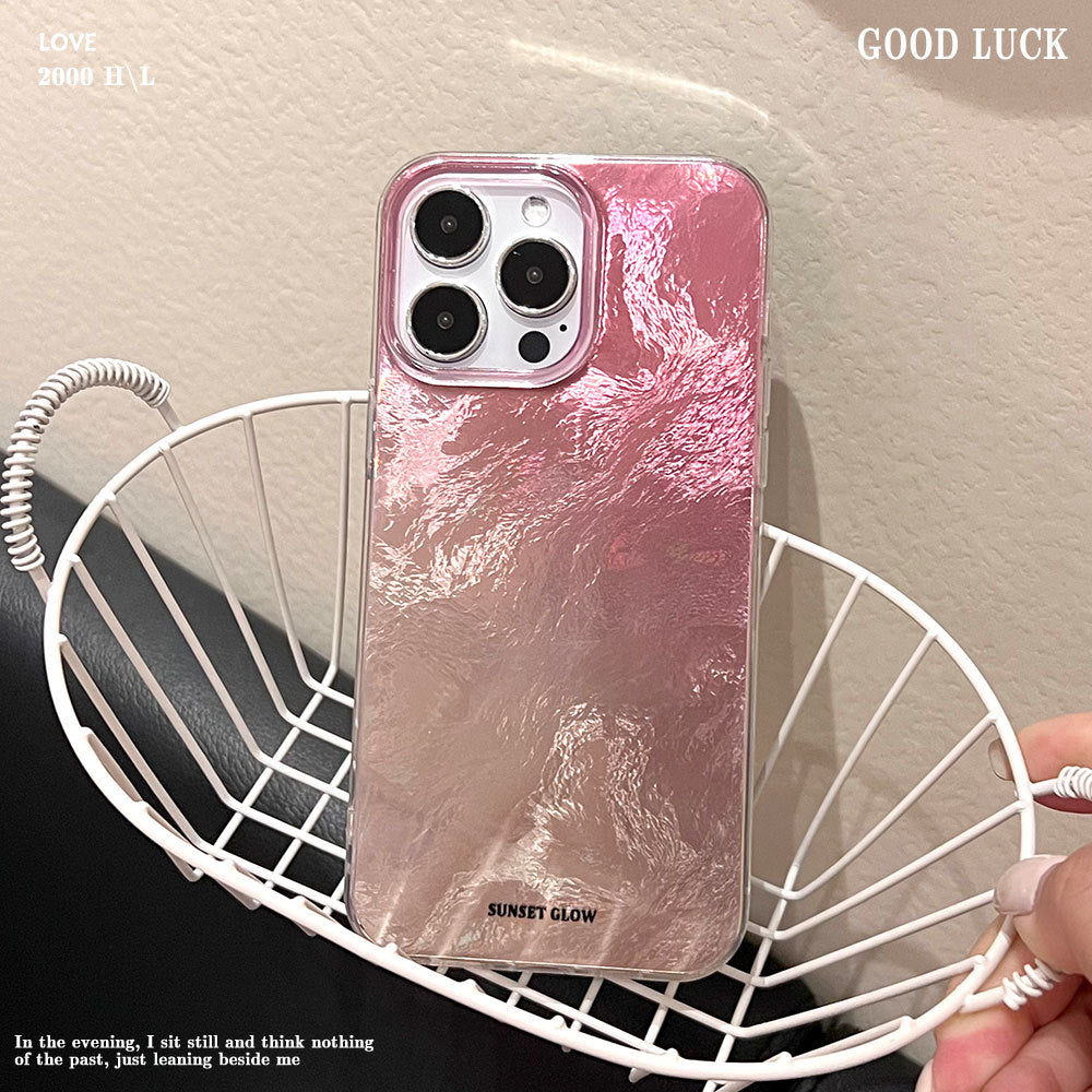Girly pink sunset phone case for apple 16 pro max, anti-drop iphone 17 fashion protective cover