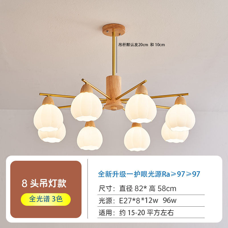 Log living room chandelier dining room light Japanese-style wabi-sabi wind homestay lighting retro wind hotel shop light bedroom lighting