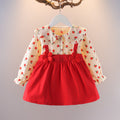 One-and-a-half-year-old baby girl's autumn dress, cute floral print dress for toddler girls, girls' dress, princess dress
