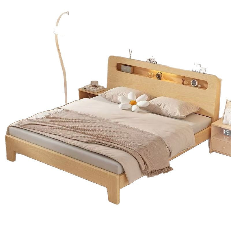 Solid wood bed - modern minimalist design 1.8m - double bed for home use 1.5m - budget-friendly 1.2m single pine wood bed for rental properties