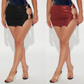 Fashion metal ring sexy miniskirt pu leather slit style nightclub women's skirt cross-border new popular hip skirt