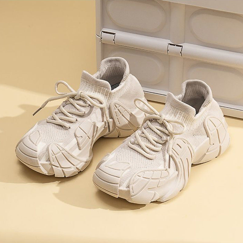 2025 spring/autumn new breathable non-slip flyknit sock sneakers lightweight comfortable rubber sole trendy casual chunky sneakers for women