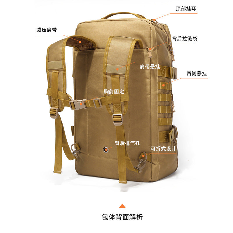 Outdoor backpack, large capacity rucksack outdoor travel hiking large capacity backpack shoulder crossbody portable