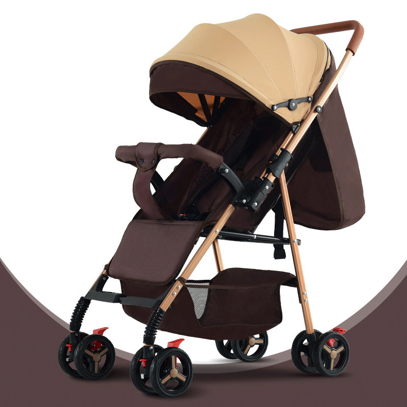 Baby stroller - lightweight, foldable, reclining, two-way, four-wheel pushchair - one-click fold - dropshipping available