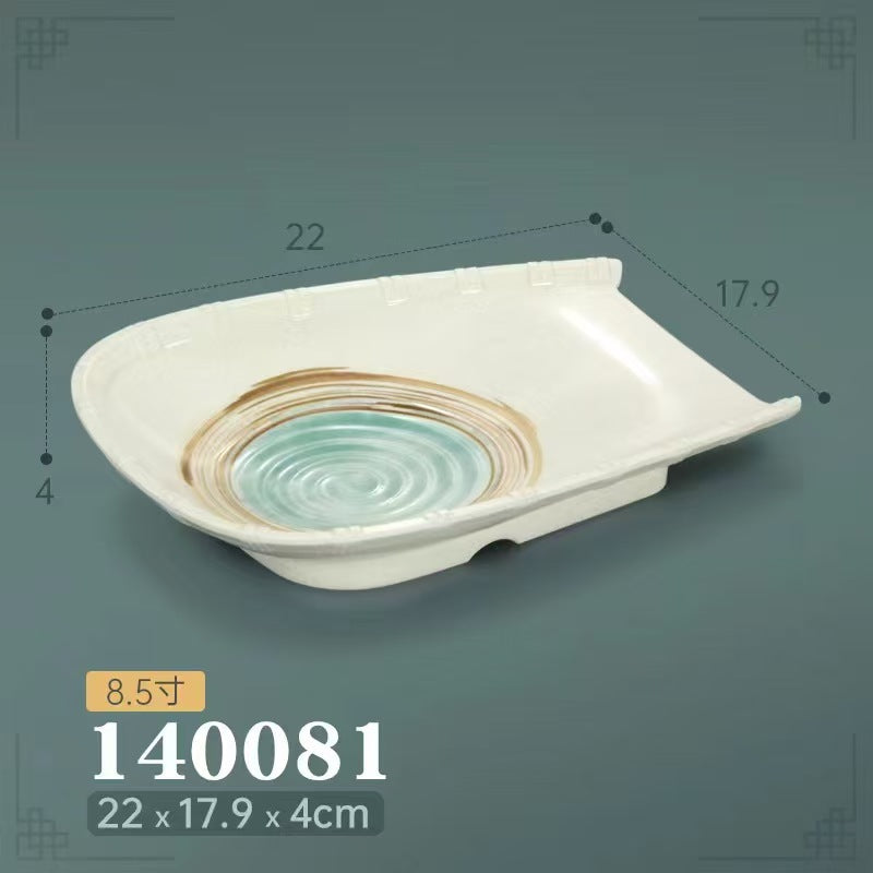 Melamine hot pot side dish plate beef plate imitation porcelain sushi plate korean style barbecue dish plate palace style hotel bowl and dish suit