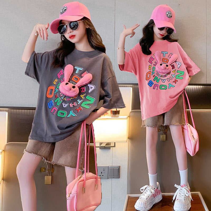 Girls' summer outfit set - new  styles for older girls: trendy summer activewear, popular kids' summer fashion