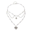 Wholesale faux pearl chains: cross-border fashion, niche, high-end, gothic style heart pendant necklace, sweater chain accessories