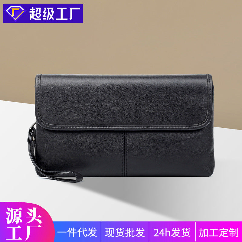 New leather men's bag simple men's clutch bag horizontal casual envelope bag first layer cowhide men's clutch bag