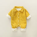 Baby outing one-piece clothes autumn winterthickened haki 0-1 years old baby boy climbing suit corduroy one-piece