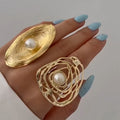 Wholesale statement rings: new cross-border e-commerce jewelry - unique irregular zinc alloy women's flower rings