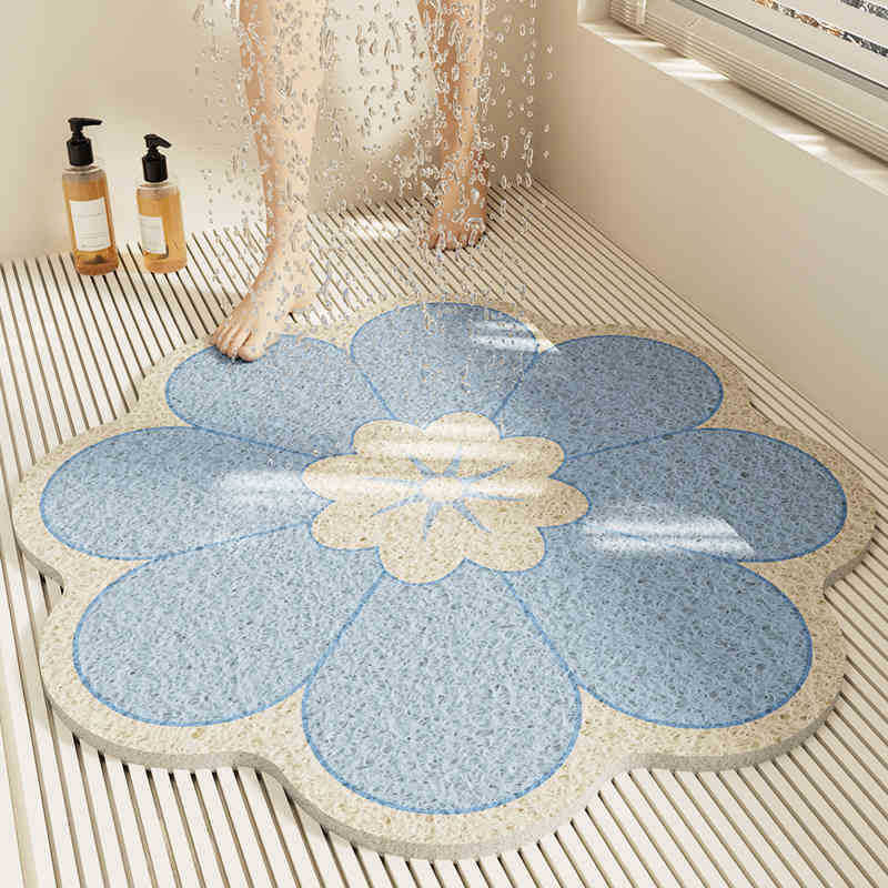 Special-shaped flower bathroom non-slip floor mat cut out wire loop shower room anti-fall foot mat bathroom bathtub drain foot mat