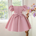 New girls' formal dress - premium satin princess gown - 10-year-old girl's bubble sleeve cute dress - girl dress
