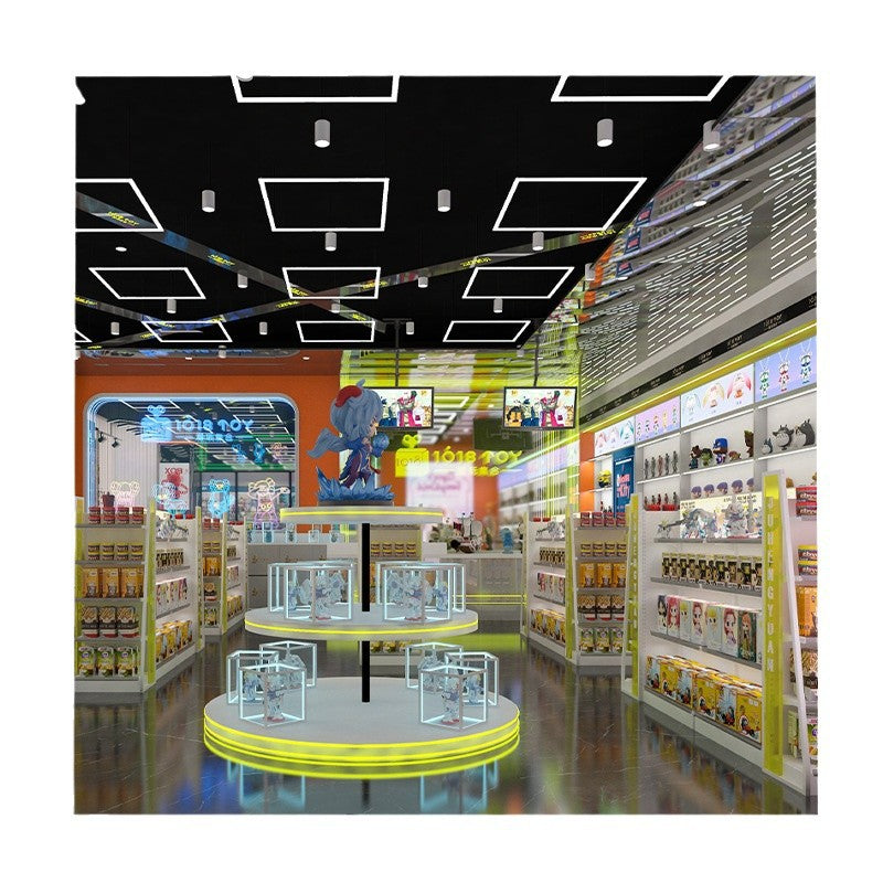 Merchandise figure tide toy store white shelves custom display shelves exhibition hall doll machine shopping mall blind box display shelves