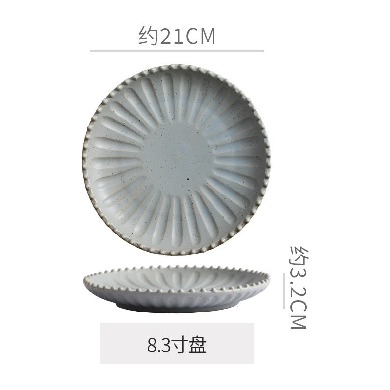 Vintage-style rustic ceramic bowls, plates, and dishes - creative beaded edge steak plates and dessert bowls for restaurants and hotels - premium presentation