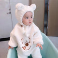 Newborn baby autumn/winter fleece-lined long-sleeve romper - cute cartoon design, super adorable winter outfit, outdoor bodysuit