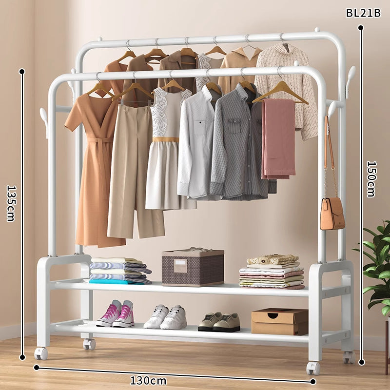 Clothes hanger floor-standing bedroom for home double-pole clothes drying rack clothes rack indoor clothes coat rack thickened balcony clothes pole