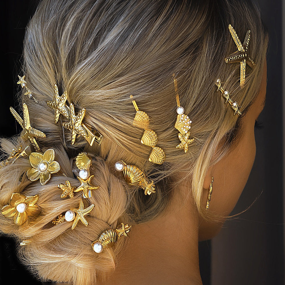 Diy hair accessories wholesale fashion cross-border jewelry niche stylestarpersonalized star flower bridal headwear women's hairpin one-word clip