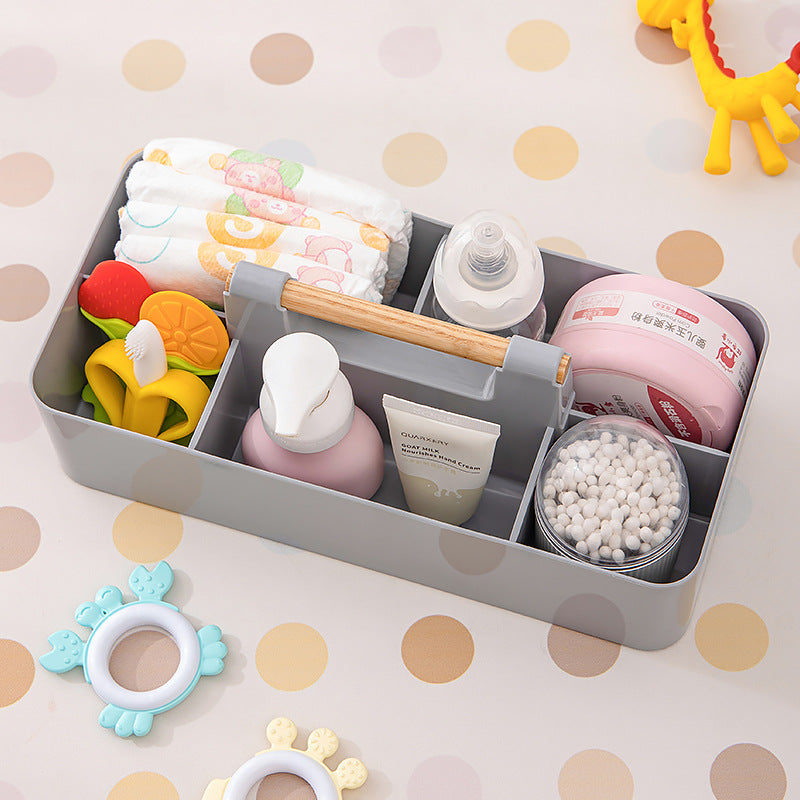 Portable and convenient baby diapers bottle storage box household multi-grid baby care toiletries finishing box