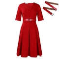 D533 cross-border  plus size women's clothing  autumn fashion elegant solid color five-sleeve african dress