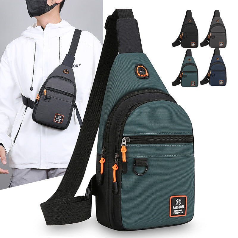 Cross-border Oxford cloth men's breast bag Japanese versatile shoulder messenger bag casual backpack small satchel outdoor sports bag
