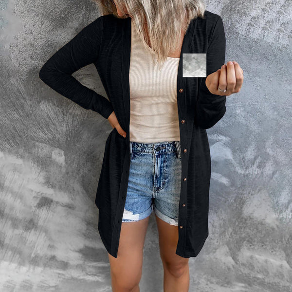 M3107C autumn and winter new European and American   wish women's clothing long solid color casual long-sleeved cardigan women