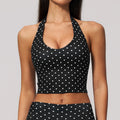 new arrival polka dot yoga clothes suit polyester printing deep v high elastic stereo fitness sports suit