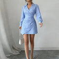 summer new women's clothing - cross-border european & american style - fashionable & elegant v-neck striped ruched bodycon dress