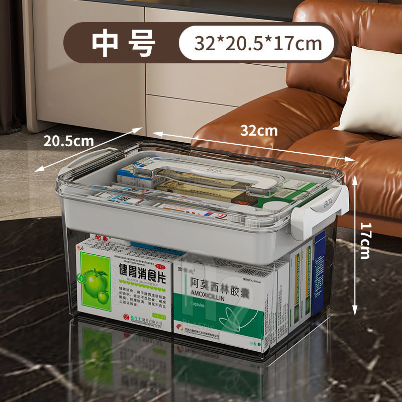 Portable multi-layer family pack, drug storage box, children's medicine, first aid medicine, medical box, thickened multi-functional storage medicine box