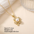 8442 pearl clover flower gold necklace